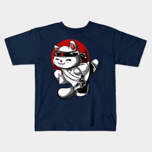 Animal Kungfu cat cute asian culture Kids T-Shirt by the house of parodies